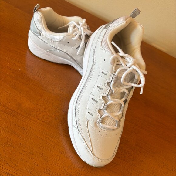 Easy Spirit Women’s Romy Leather Walk Run Tennis Shoe White/Glitter Size 8.5 Med - Picture 1 of 7